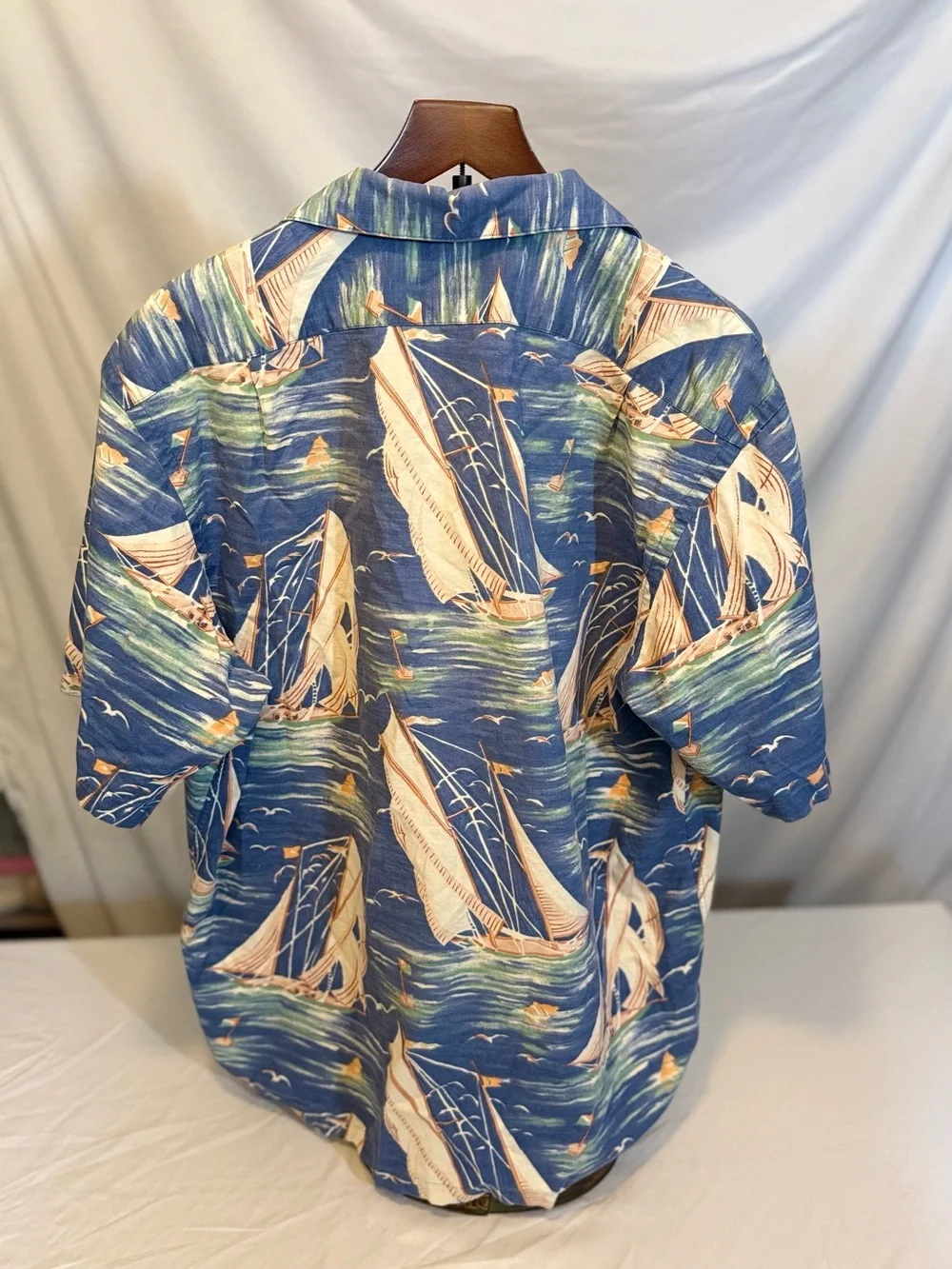Polo Ralph Lauren Vintage Camp Shirt Men’s Lg Blue Nautical Short Sleeve (HH26)